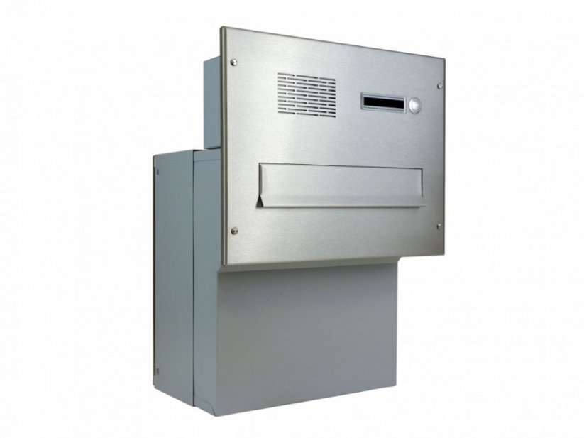 Poštovní schránka F-041 HM k zazdění Nerez / šedá | čelní deska - Varianta: 1x zvonek a HM ABB