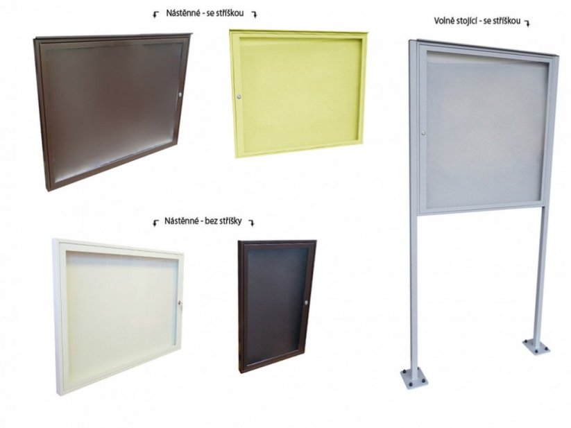 Vitrína informační DOLS 100 x 125 cm - Barva: RAL 9005, Varianta: Se stříškou