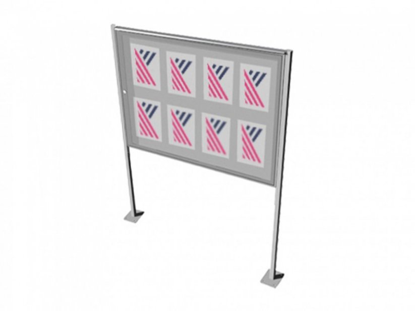 Vitrína informační DOLS 100 x 70 cm - Barva: RAL 7035, Varianta: Se stříškou a stojinami