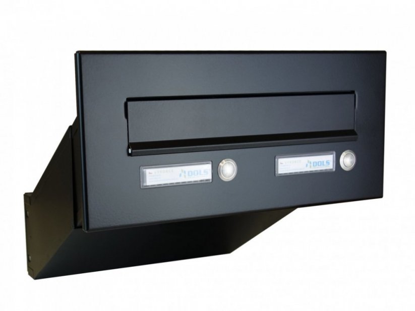Poštovní schránka D-041 k zazdění | čelní deska - Barva: RAL 9005, Varianta: 2x zvonek a jmenovka